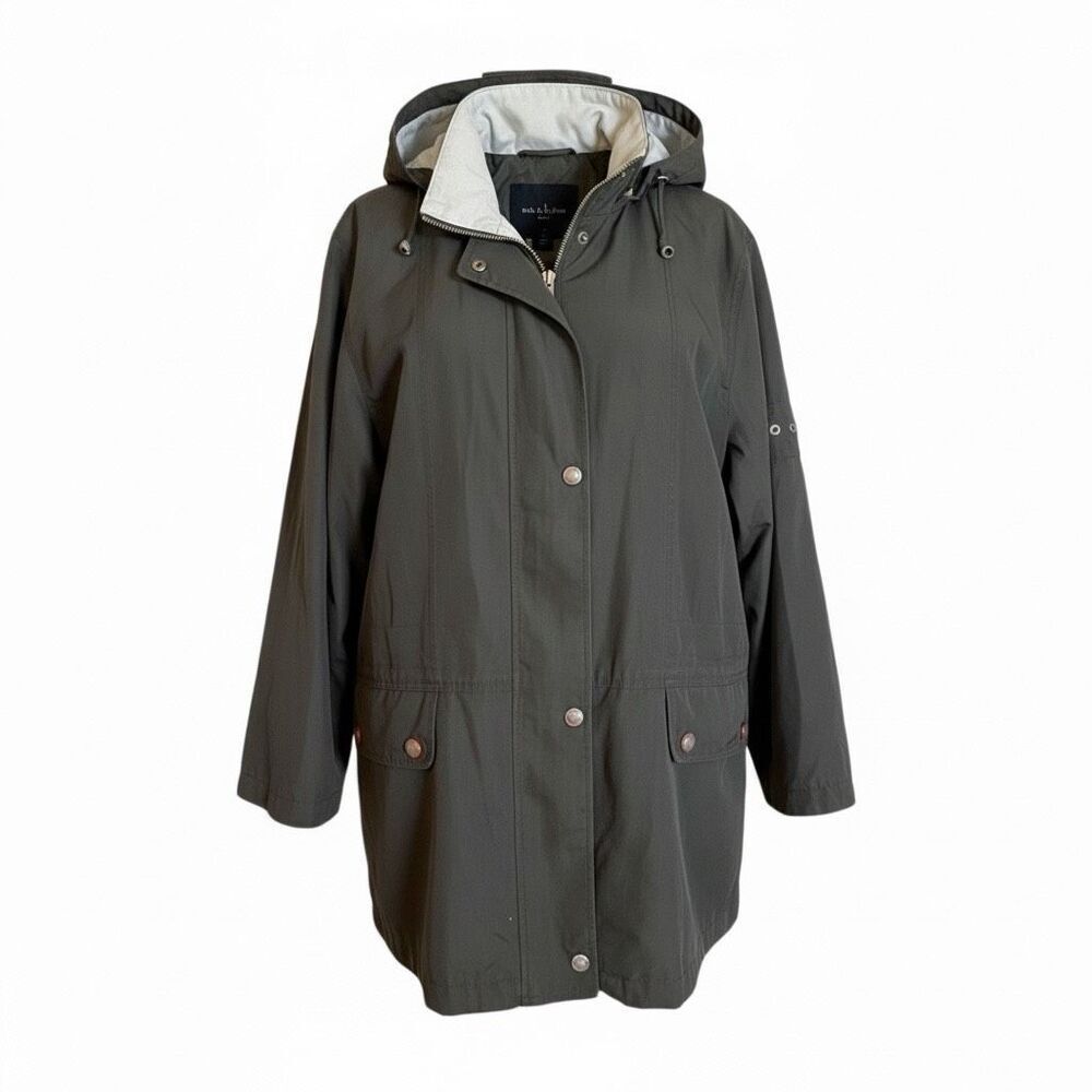 CS Signature Full Zip Snap Lightweight Hooded Utility Jacket Olive Green Size XL